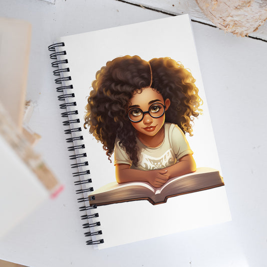 Curly Bookworm Spiral notebook